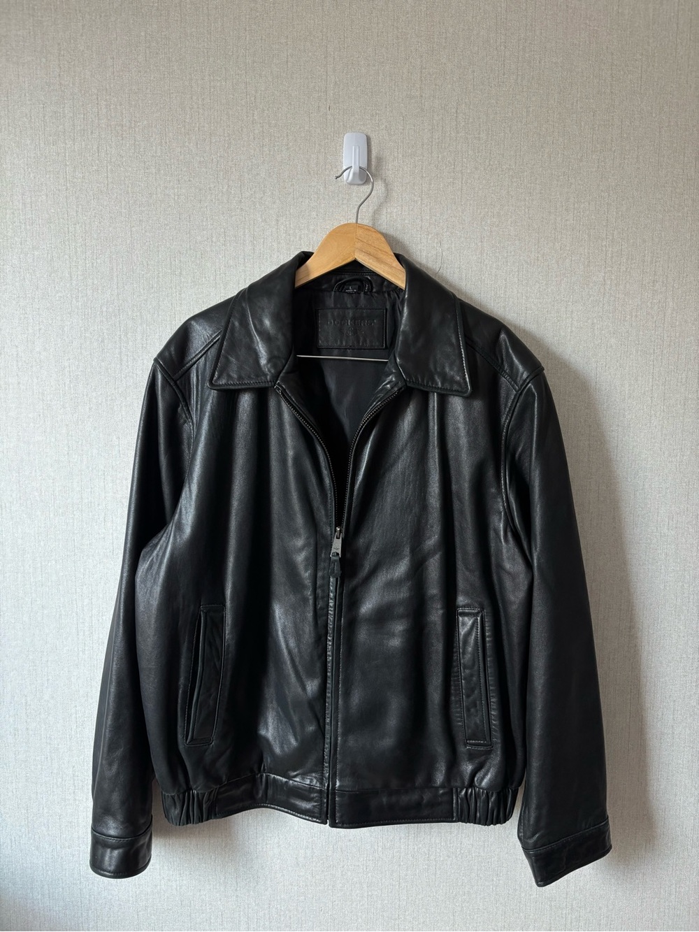 Dockers Black genuine Leather Bomber Jacket